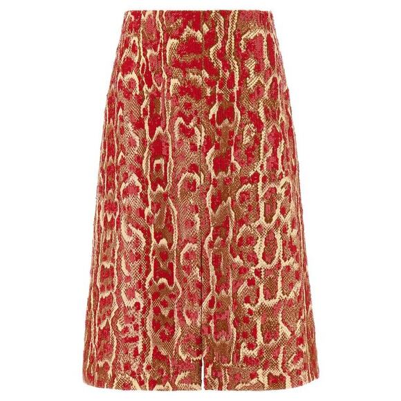 Dries Van Noten Shera Sequined Snake Print Skirt in Brique 36 US 4 - Picture 5 of 6